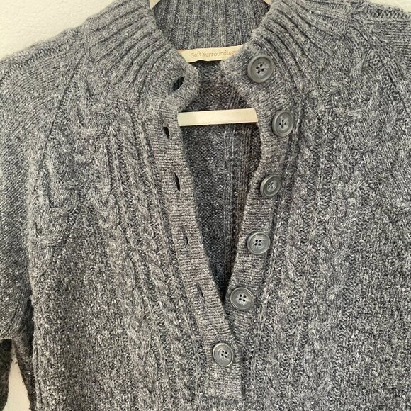 Soft Surroundings Gray Longline Popover Cable Knit Tunic Sweater - Picture 7 of 8